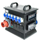 Rubber Box Hire 125A 3PH x 1x 32A 3PH out + 3x 63A out + 3x 32A out + 6x 16A out + 3x 13A out with  MCBs & 30ma RCD 